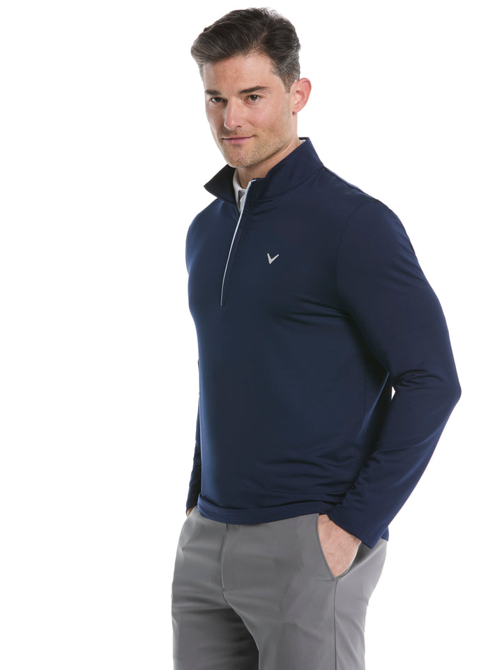 Mens Solid Sun 1/4 Zip Pullover (Peacoat) 