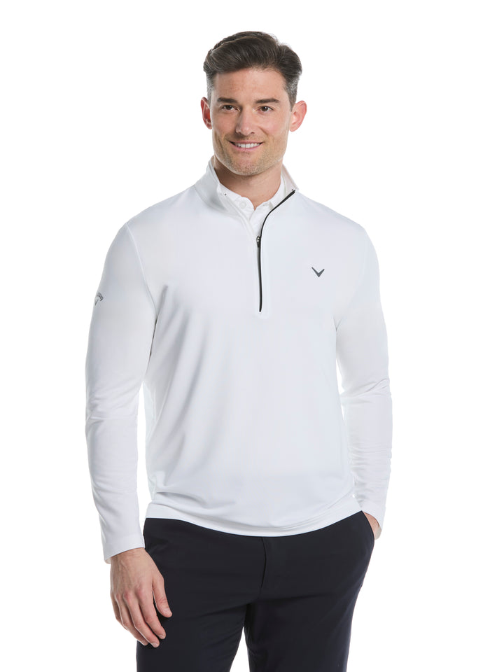 Mens Solid Sun 1/4 Zip Pullover (Bright White) 
