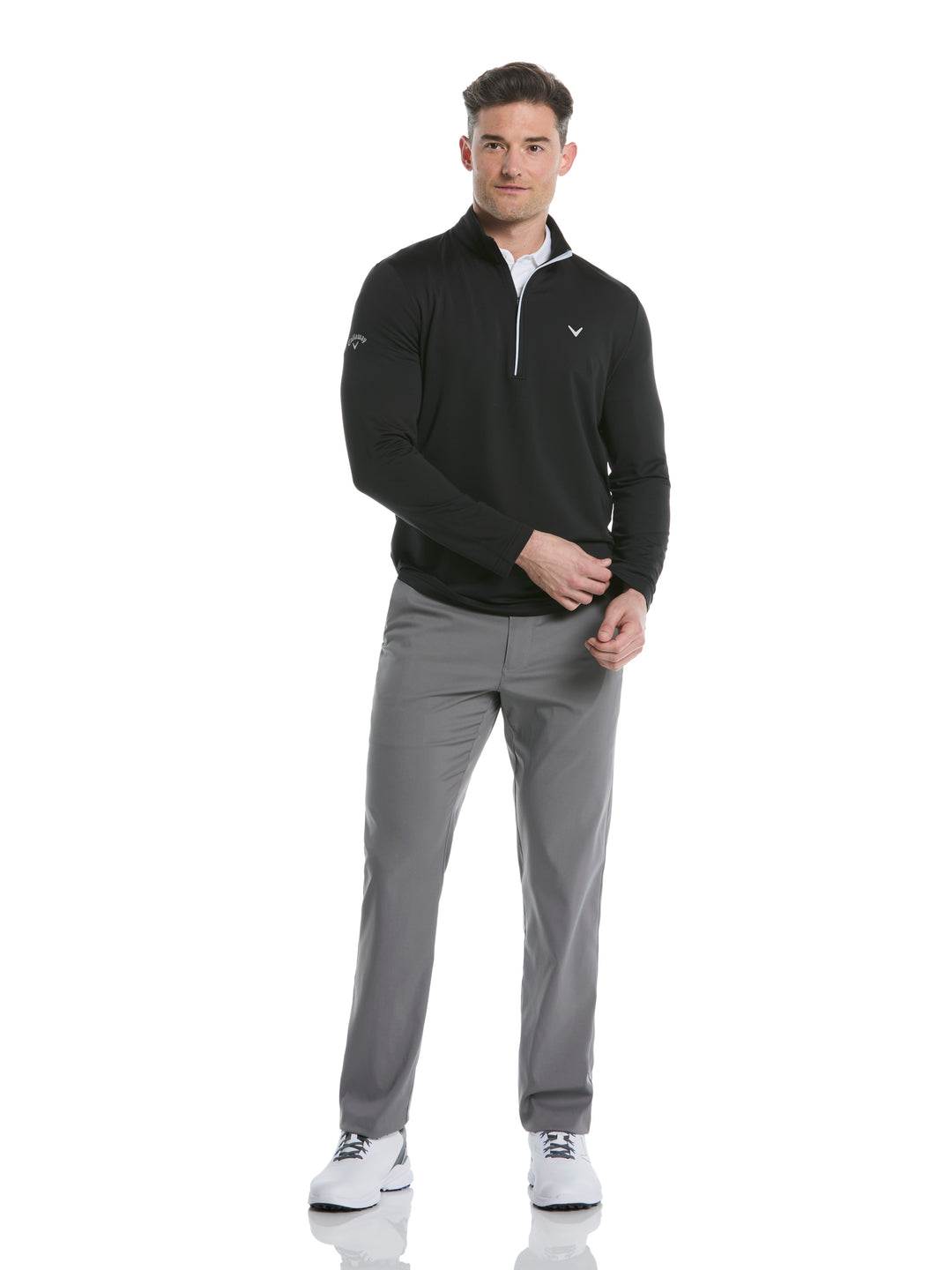 Mens Solid Sun 1/4 Zip Pullover (Caviar) 