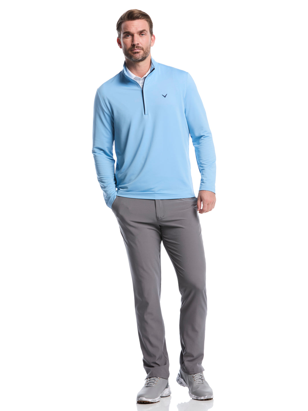 Solid Sun Protection 1/4 Zip Golf Pullover (Dusk Blue) 