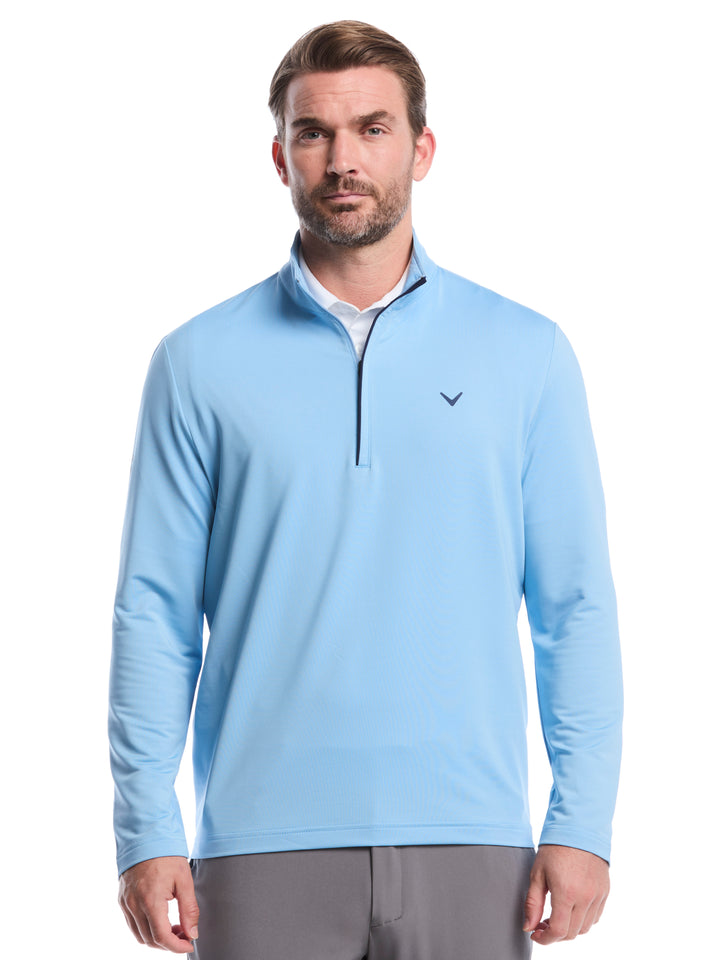 Solid Sun Protection 1/4 Zip Golf Pullover (Dusk Blue) 