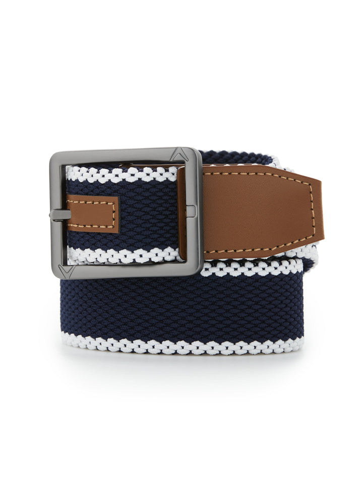 Men's Striped Stretch Belt (Bright White) 