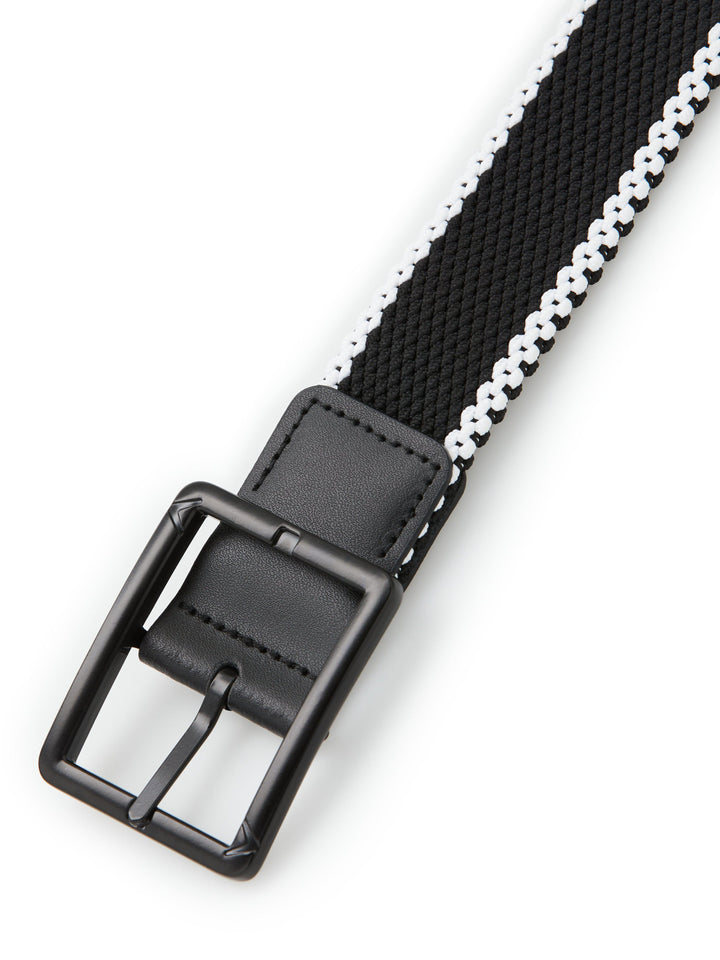 Men's Striped Stretch Belt (Caviar/Caviar) 