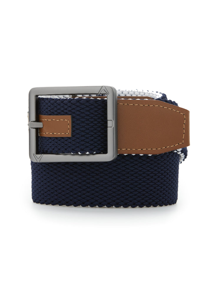 Men's Striped Stretch Belt (Bright White) 