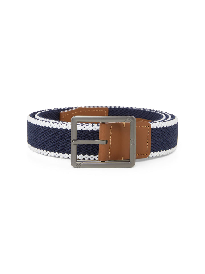 Men's Striped Stretch Belt (Bright White) 