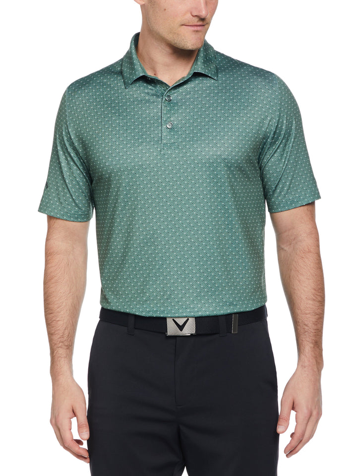 Men's Swing Tech Allover Chevron Golf Polo Shirt (Dark Forest) 
