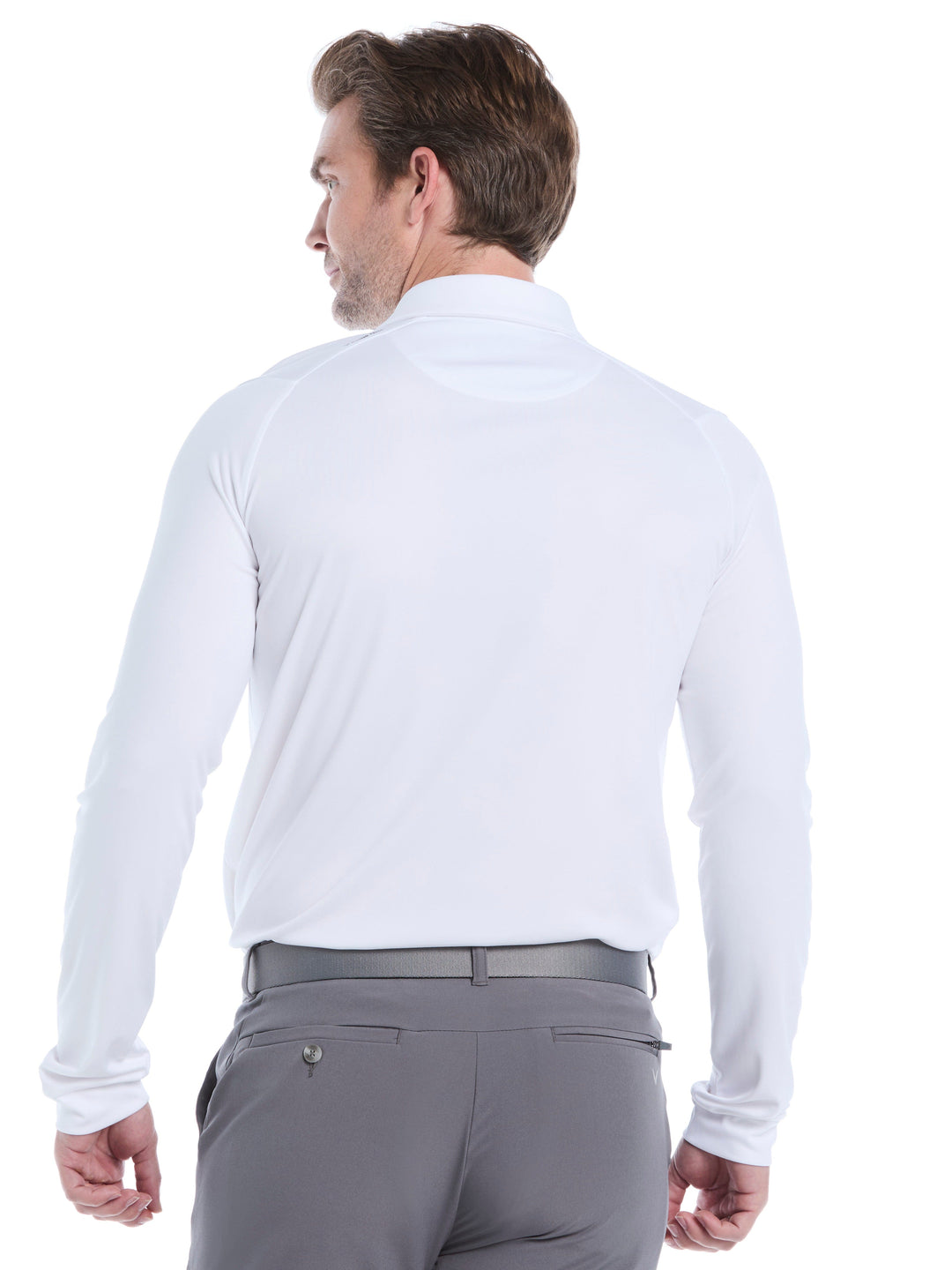 Swing Tech™ Essential Long Sleeve Golf Polo (Bright White) 