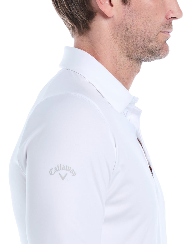 Swing Tech™ Essential Long Sleeve Golf Polo (Bright White) 