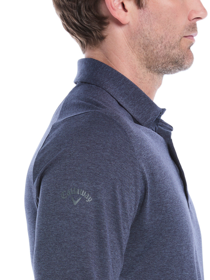 Swing Tech™ Essential Long Sleeve Golf Polo (Navy Chambry Htr) 