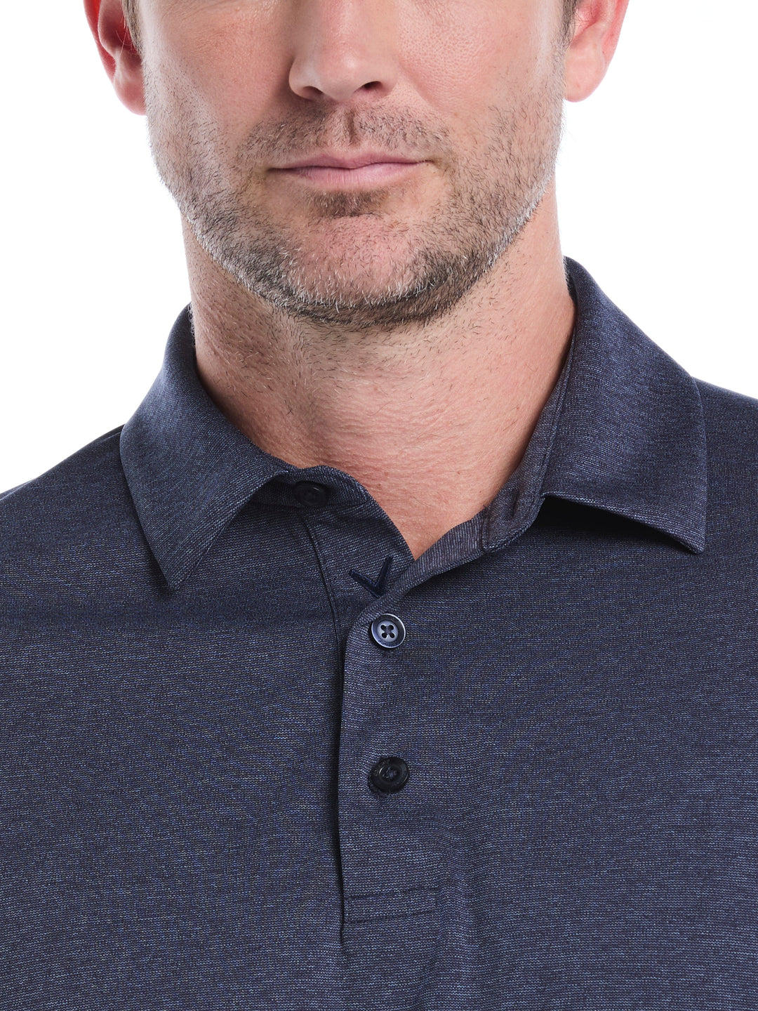 Swing Tech™ Essential Long Sleeve Golf Polo (Navy Chambry Htr) 