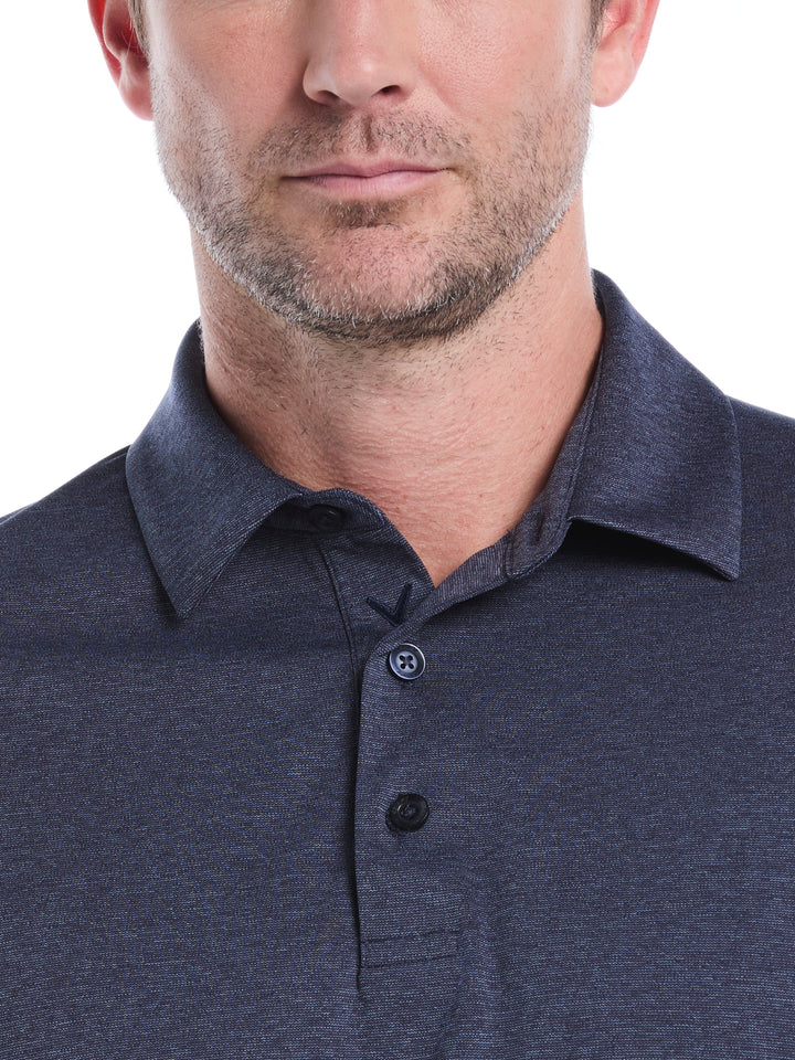 Swing Tech™ Essential Long Sleeve Golf Polo (Navy Chambry Htr) 