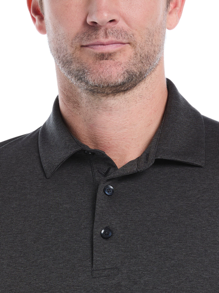 Swing Tech™ Essential Long Sleeve Golf Polo (Black Heather) 