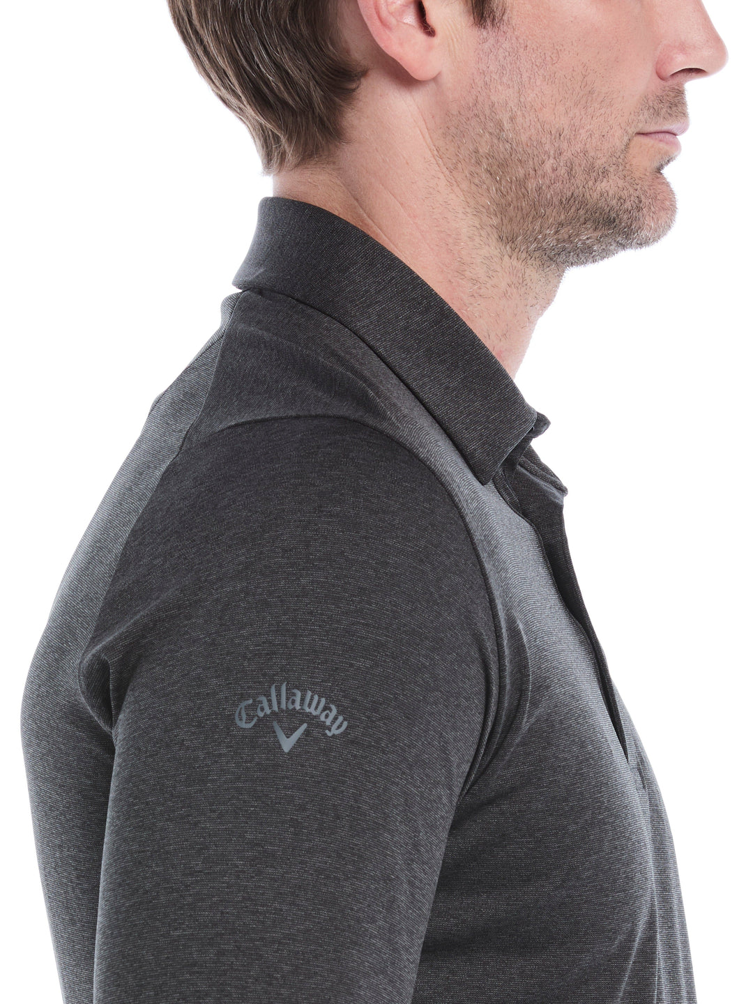 Swing Tech™ Essential Long Sleeve Golf Polo (Black Heather) 