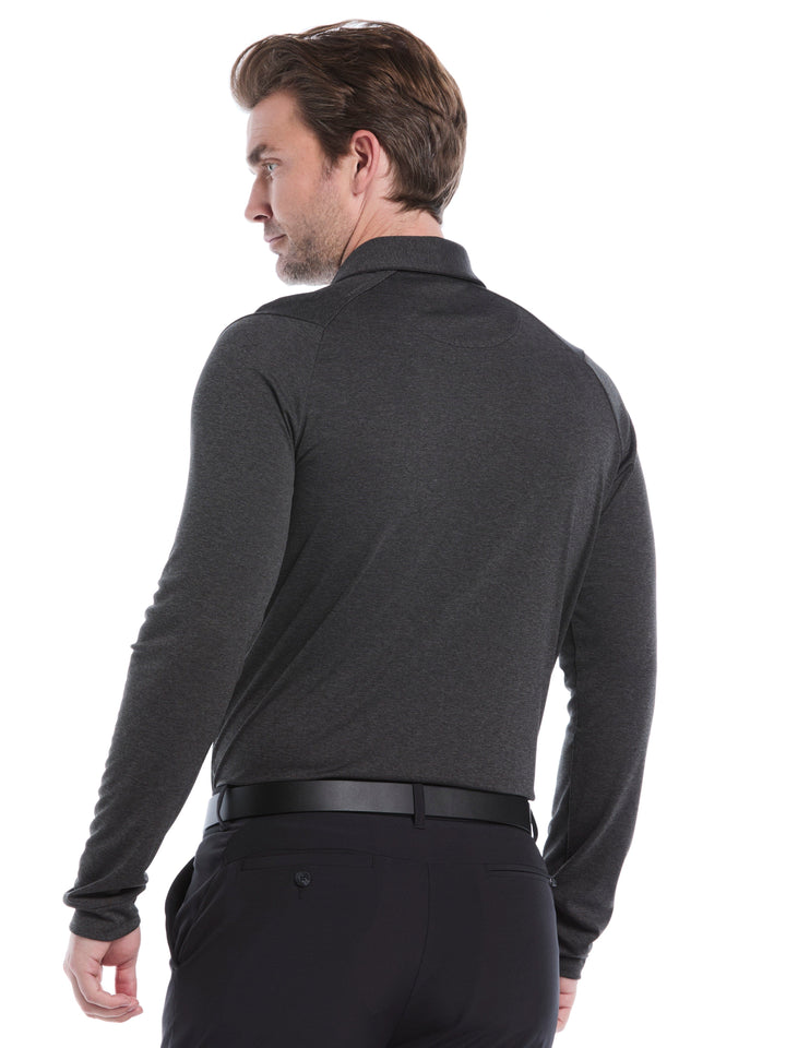 Swing Tech™ Essential Long Sleeve Golf Polo (Black Heather) 