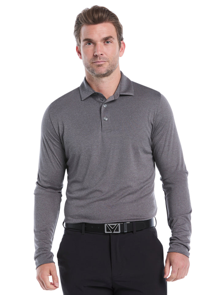Swing Tech™ Essential Long Sleeve Golf Polo (Quiet Shade Htr) 