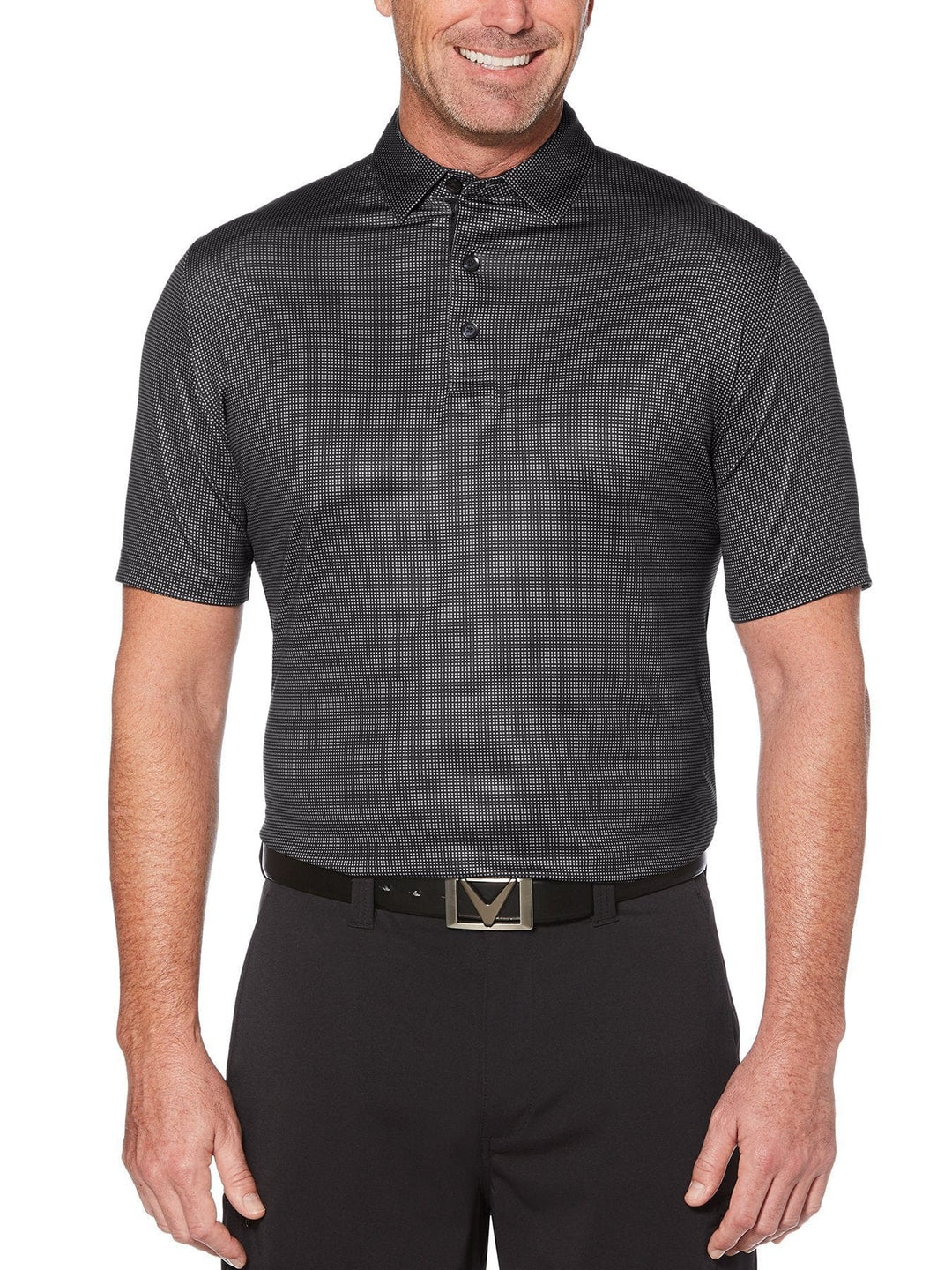 Mens Swing Tech Printed Gingham Polo-Polos-Callaway