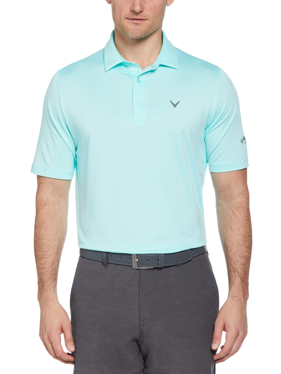 Men's Swing Tech Solid Golf Polo Shirt (Aruba Blue) 