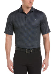 Men's Swing Tech Allover Chevron Golf Polo Shirt (Caviar/Bright White) 