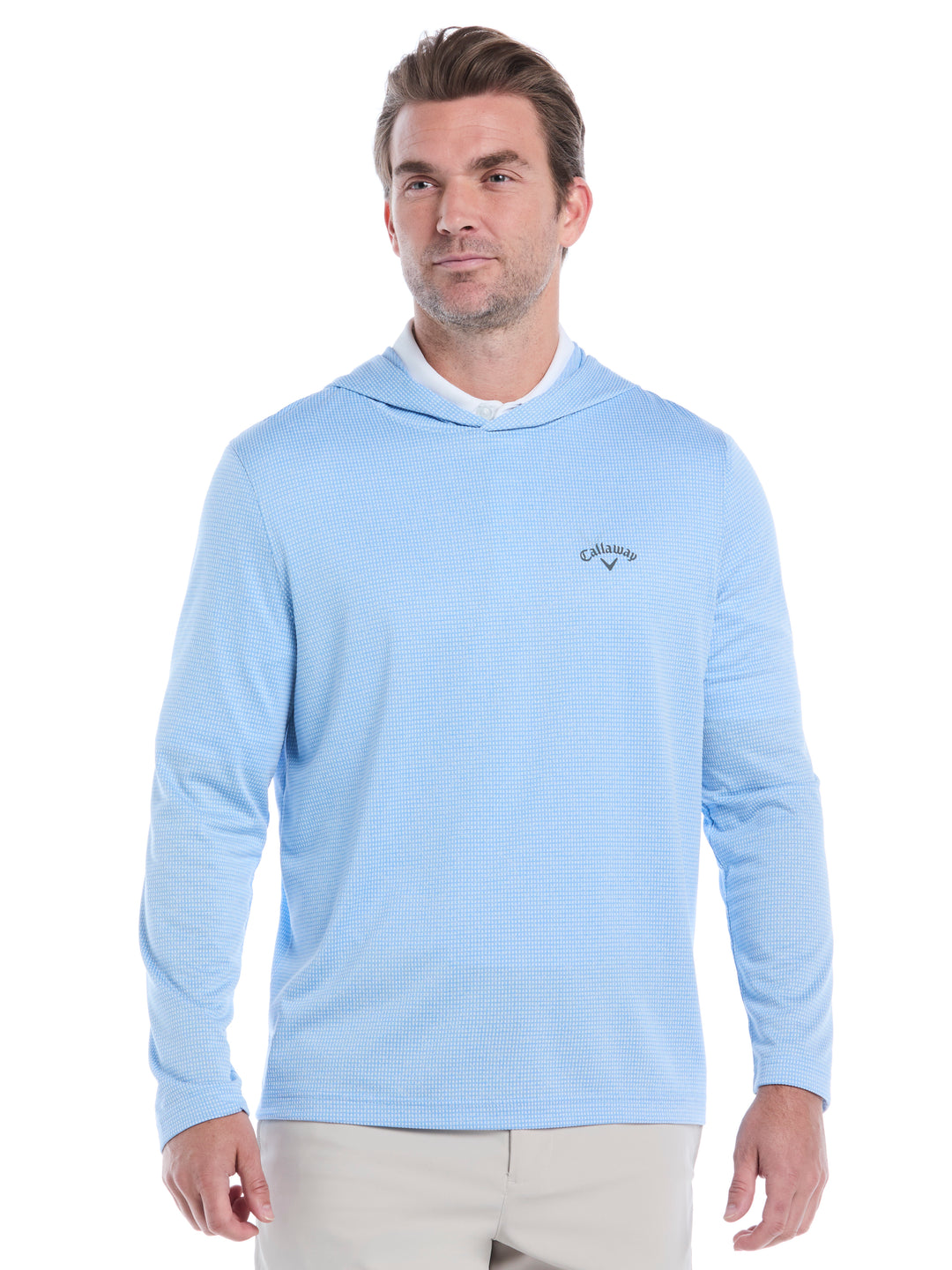 Mens Texture Coastal Hoodie (Azure Bl Htr) 
