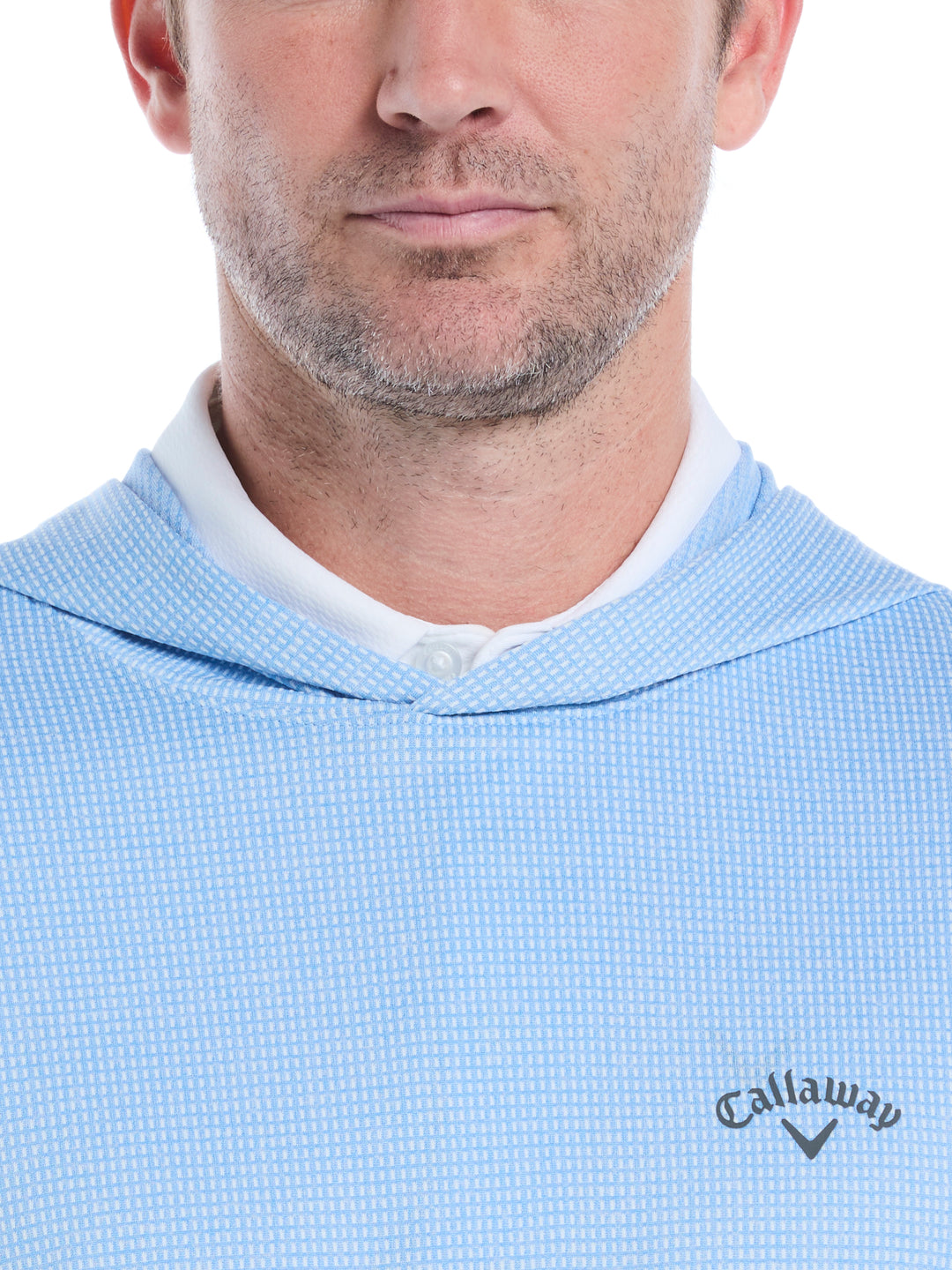 Mens Texture Coastal Hoodie (Azure Bl Htr) 