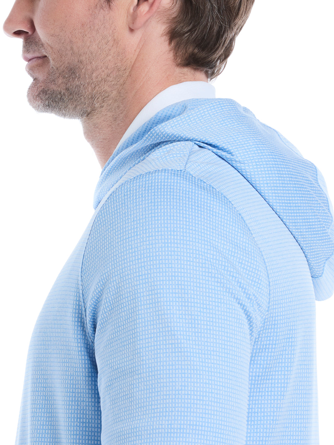 Mens Texture Coastal Hoodie (Azure Bl Htr) 