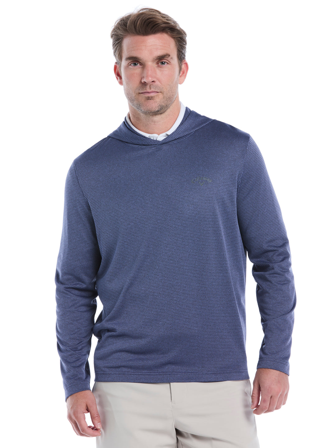 Mens Texture Coastal Hoodie (Peacoat Htr) 
