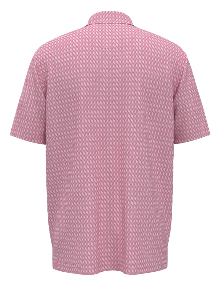 Mens Textured Chevron Geo Polo (Sea Pink)