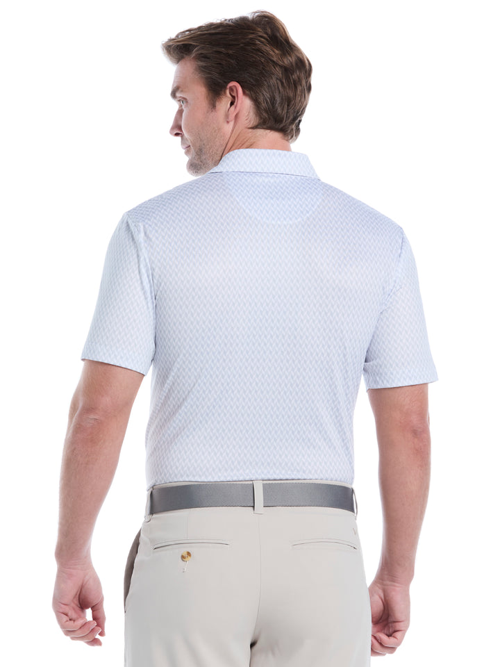 Mens Textured Chevron Geo Polo (Bright White) 