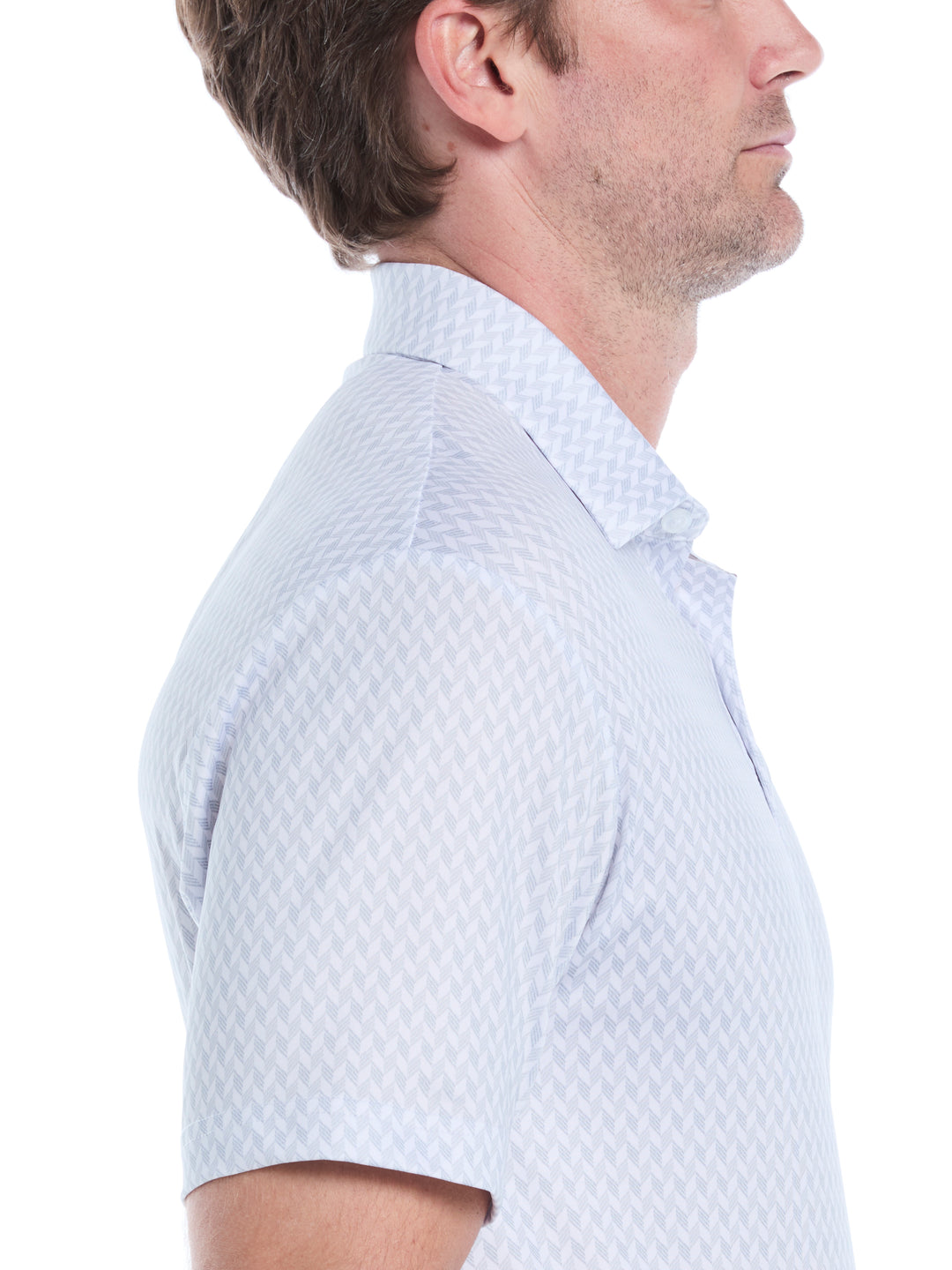 Mens Textured Chevron Geo Polo (Bright White) 