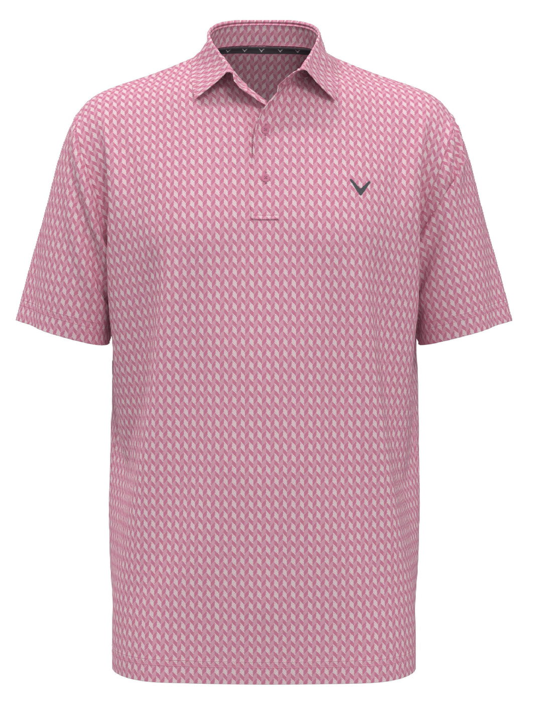 Mens Textured Chevron Geo Polo (Sea Pink)