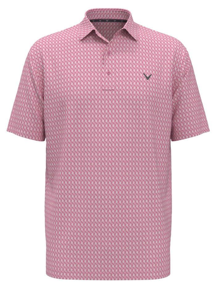 Mens Textured Chevron Geo Polo (Sea Pink)