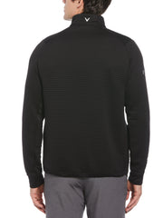 Textured Midweight Stripe Half Zip Golf Shirt (Caviar) 