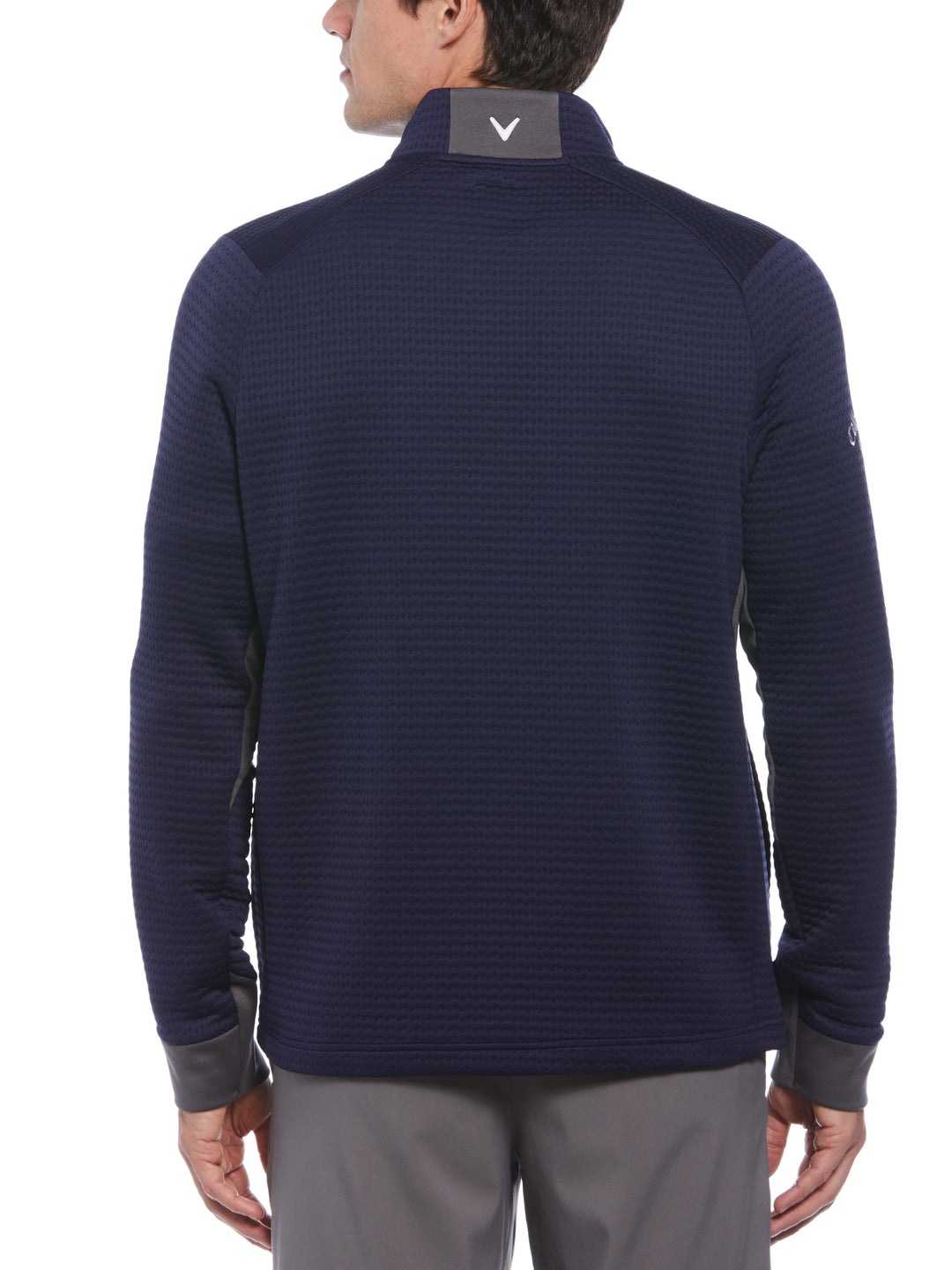 Textured Midweight Stripe Half Zip Golf Shirt (Peacoat) 