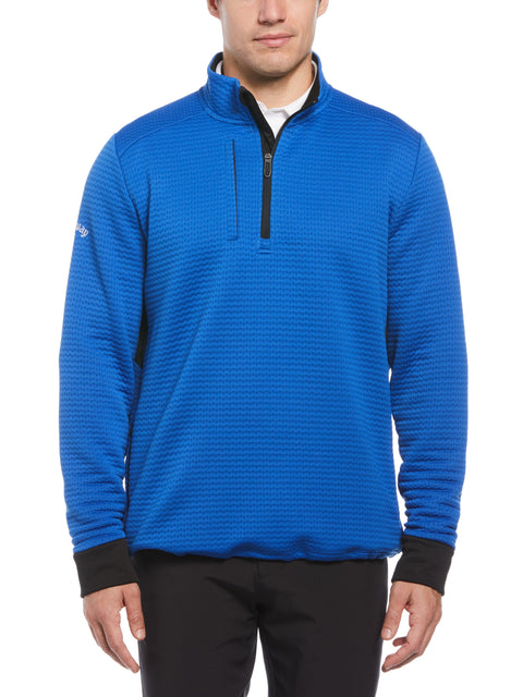 Textured Midweight Stripe Half Zip Golf Shirt (Lapis Blue) 