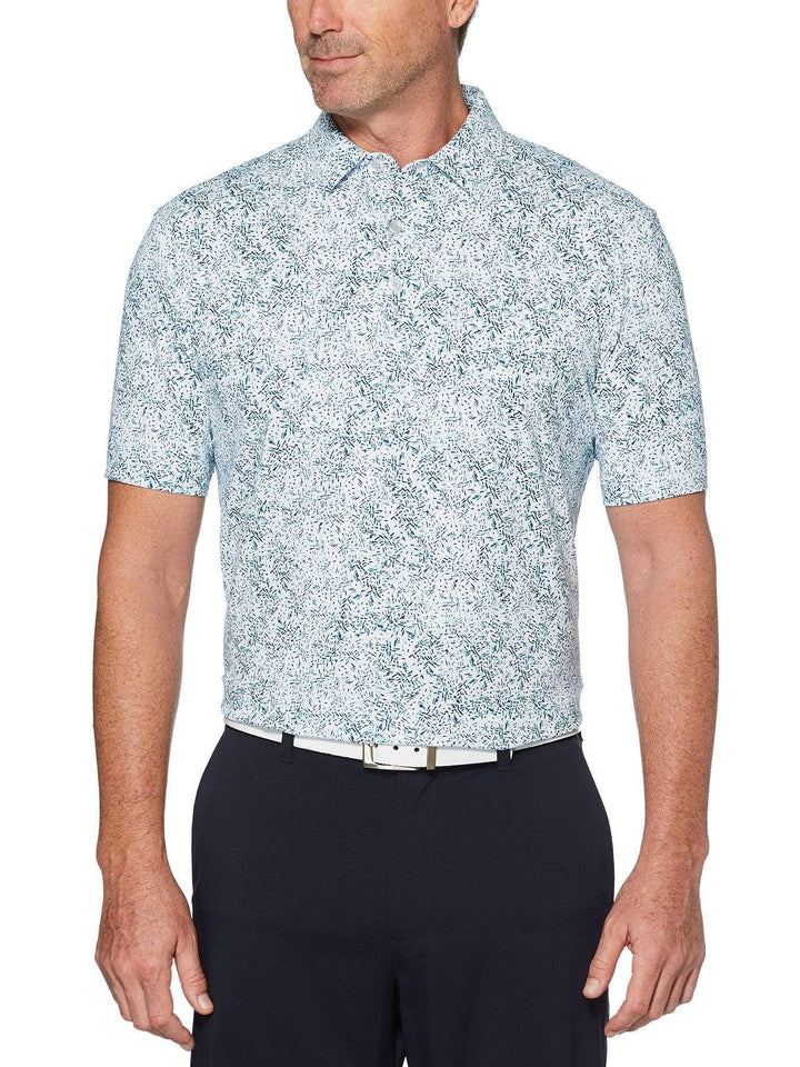 Mens Textured Print Polo Polos
