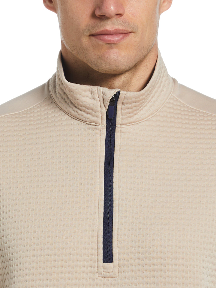 Textured 1/4 Zip Golf Pullover (Latte) 