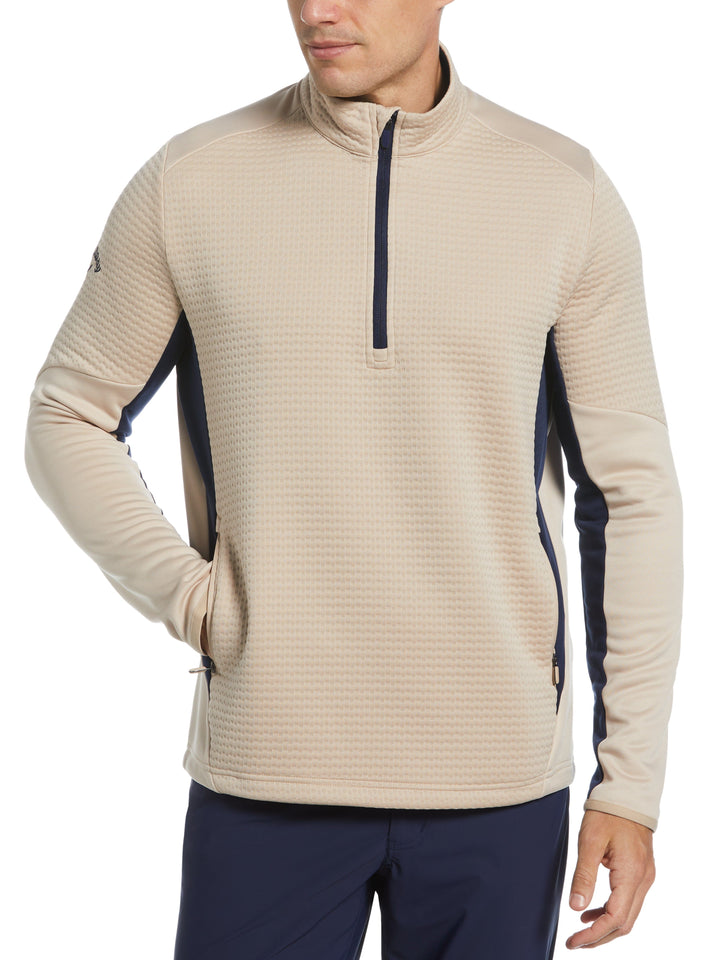 Textured 1/4 Zip Golf Pullover (Latte) 