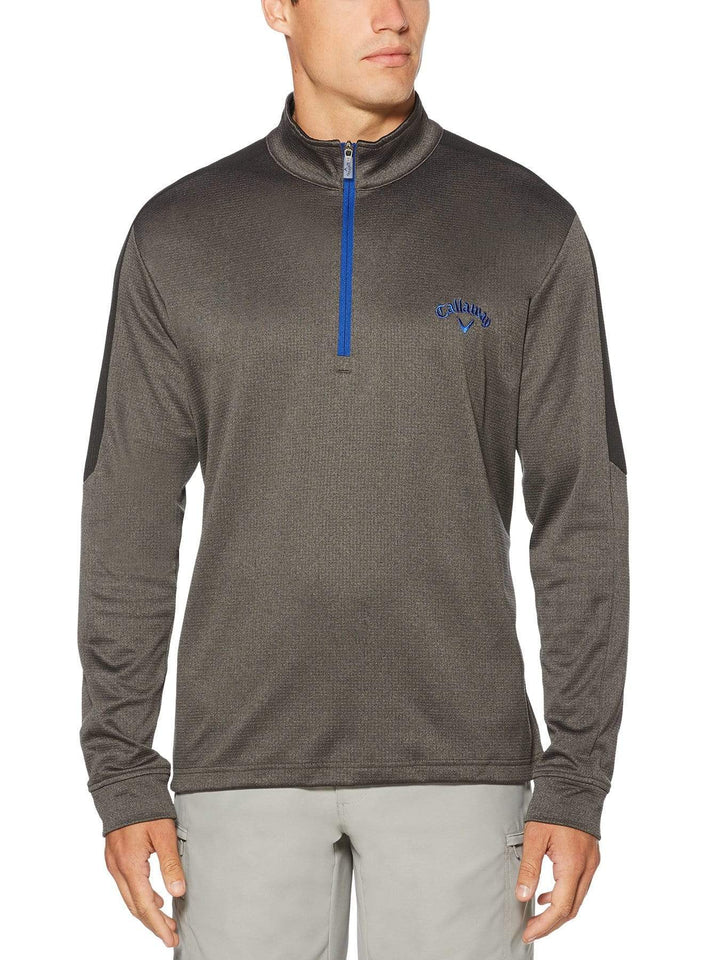 Mens Thermal Heathered Waffle Fleece Mid-Layer Jackets