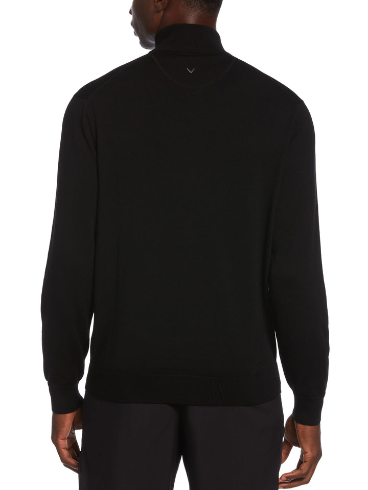 Thermal Merino Wool 1/4 Zip Long Sleeve Golf Sweater (Black Onyx) 