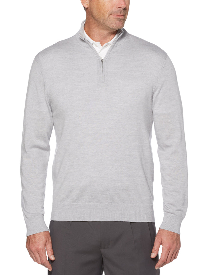 Mens Thermal 1/4 Zip Mock Merino Wool Pullover-Pullovers-Pearl Blue Heather-XS-Callaway