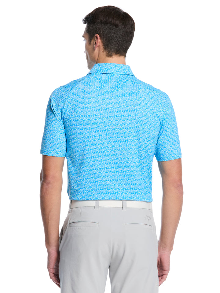 Tile Gingham Print Golf Polo (Brilliant Blue) 