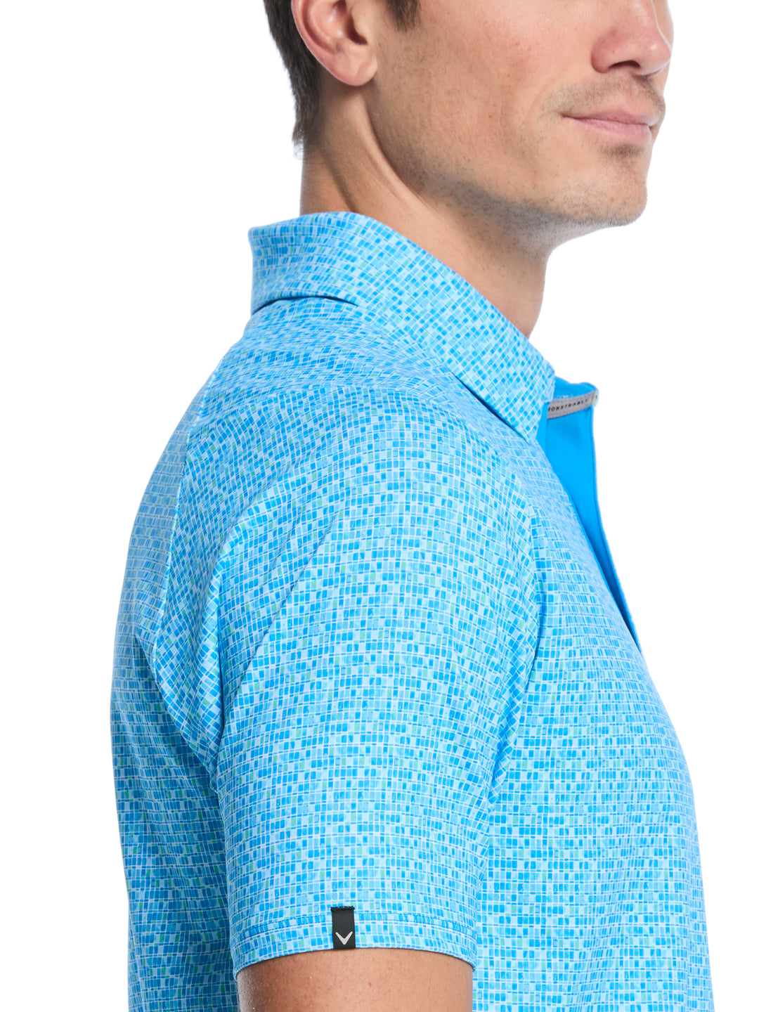 Tile Gingham Print Golf Polo (Brilliant Blue) 