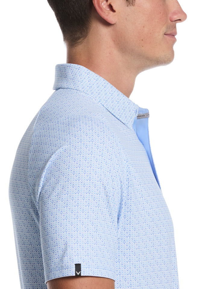 Timeless Chev Print Golf Polo (Vista Blue) 