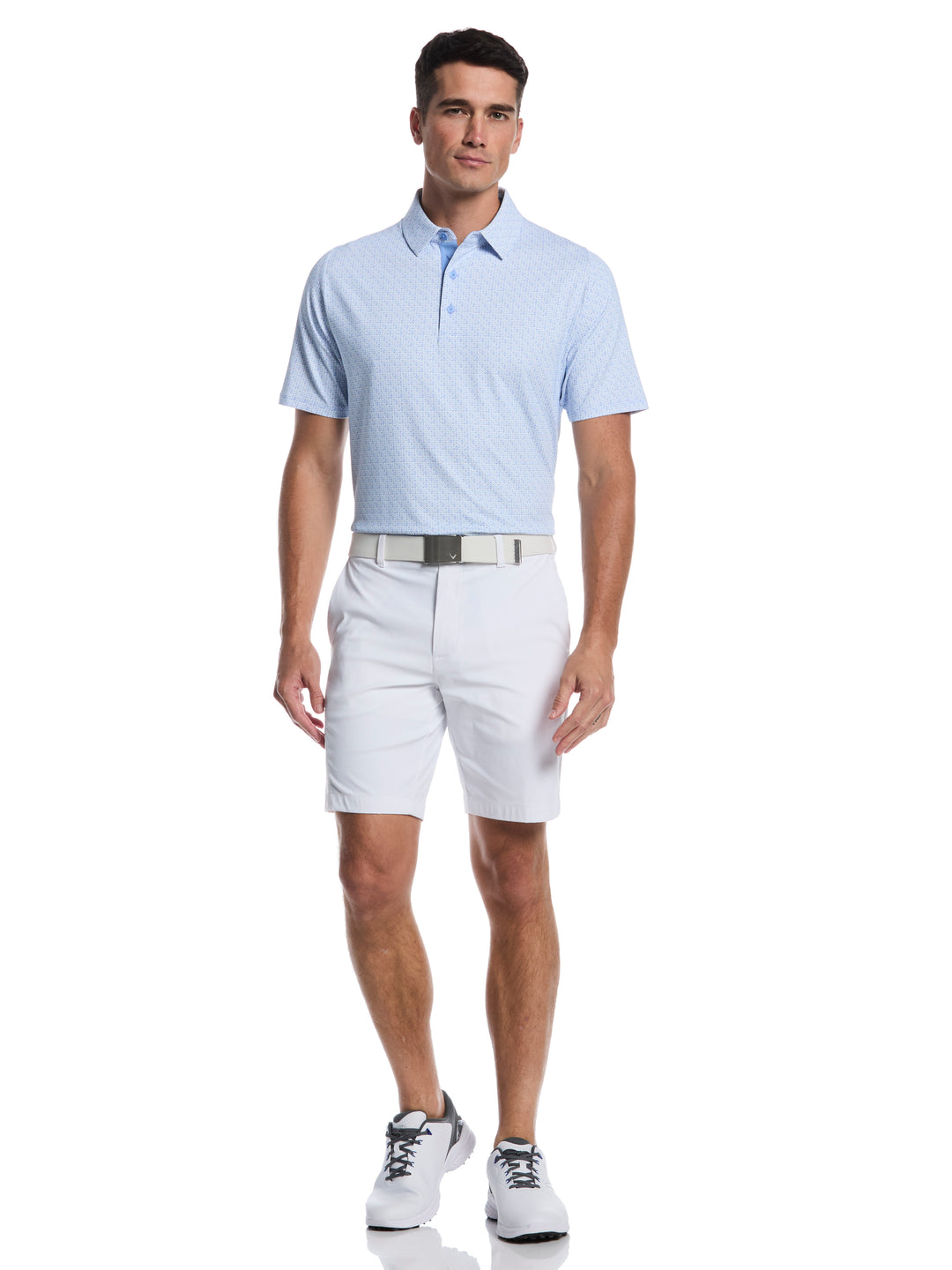Timeless Chev Print Golf Polo (Vista Blue) 
