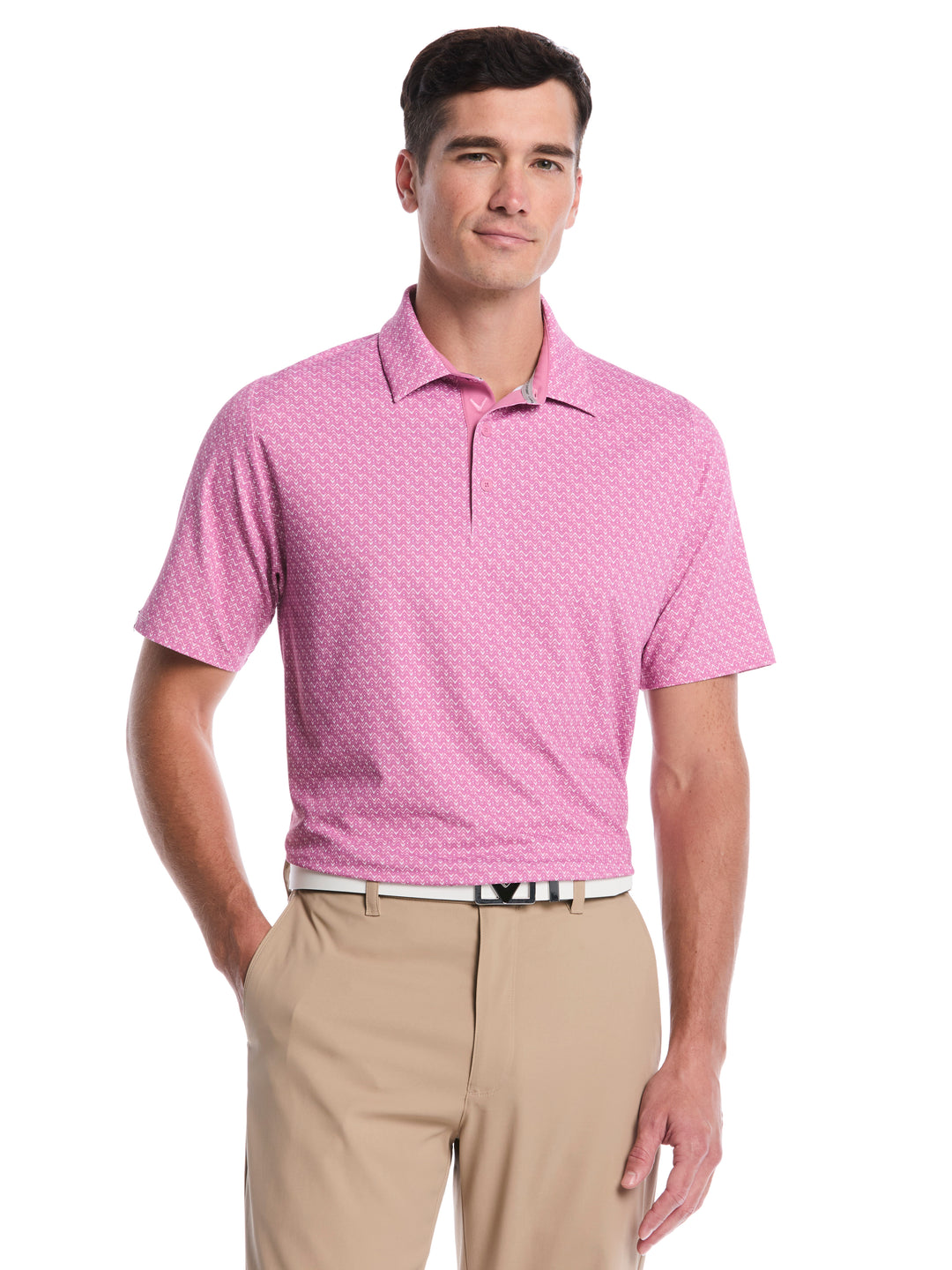 Timeless Chev Print Golf Polo (Rose Bouquet) 