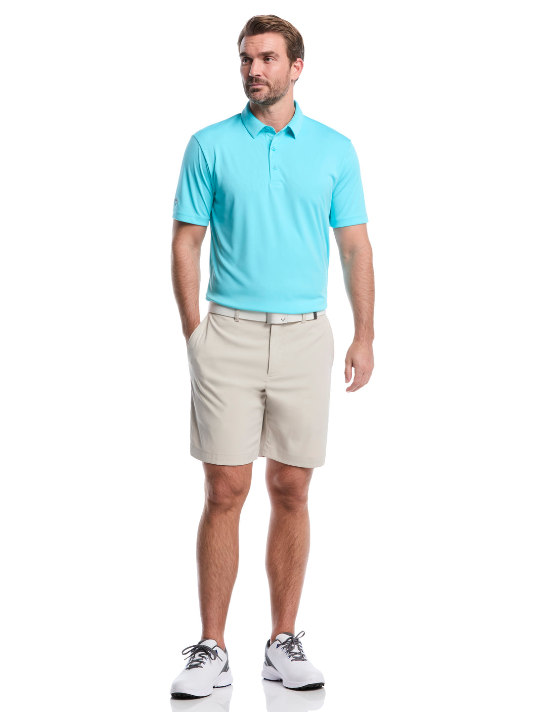 Men's Solid Polo Shirt (Blue Curacao) 