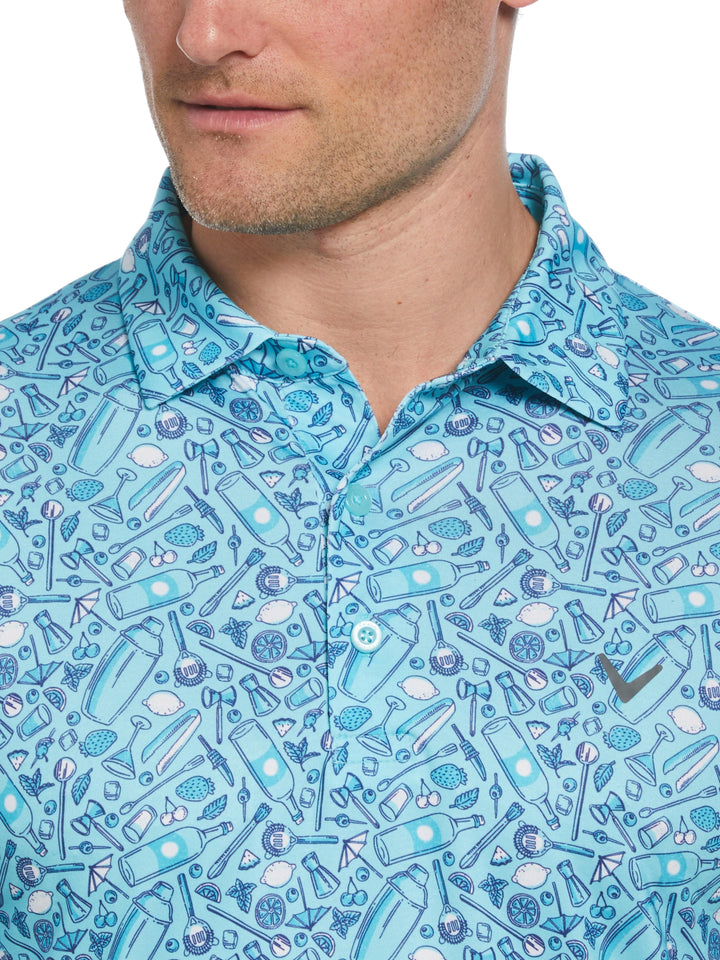 Mens Tropical Cocktail Print Short Sleeve Golf Polo-Polos-Callaway