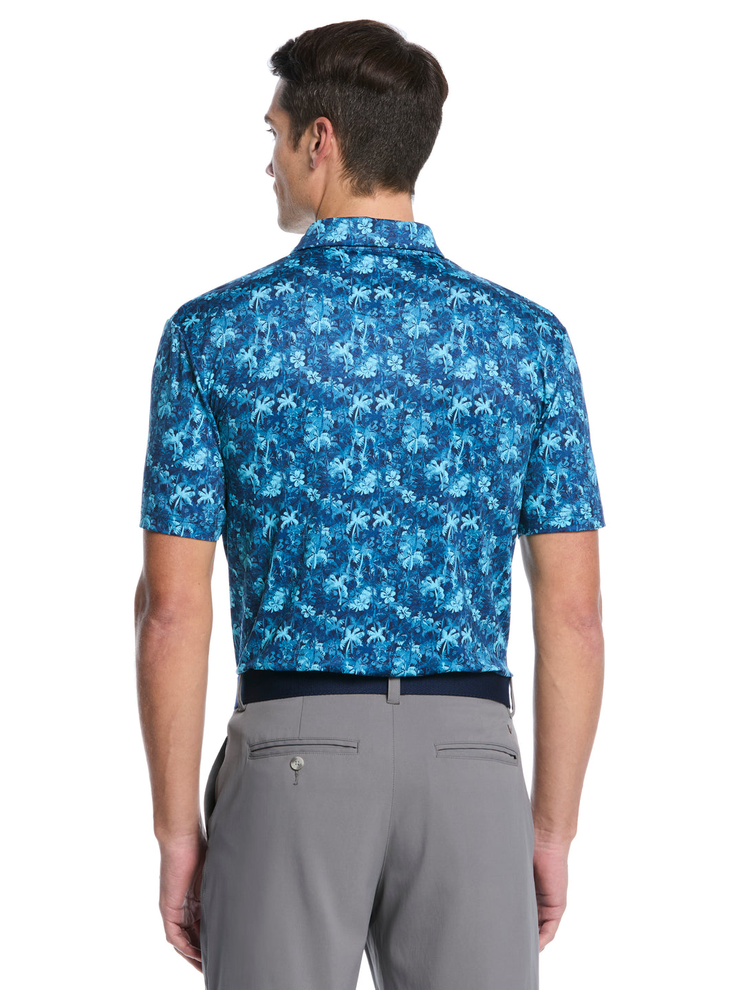Tropical Confetti Print Golf Polo (Peacoat) 