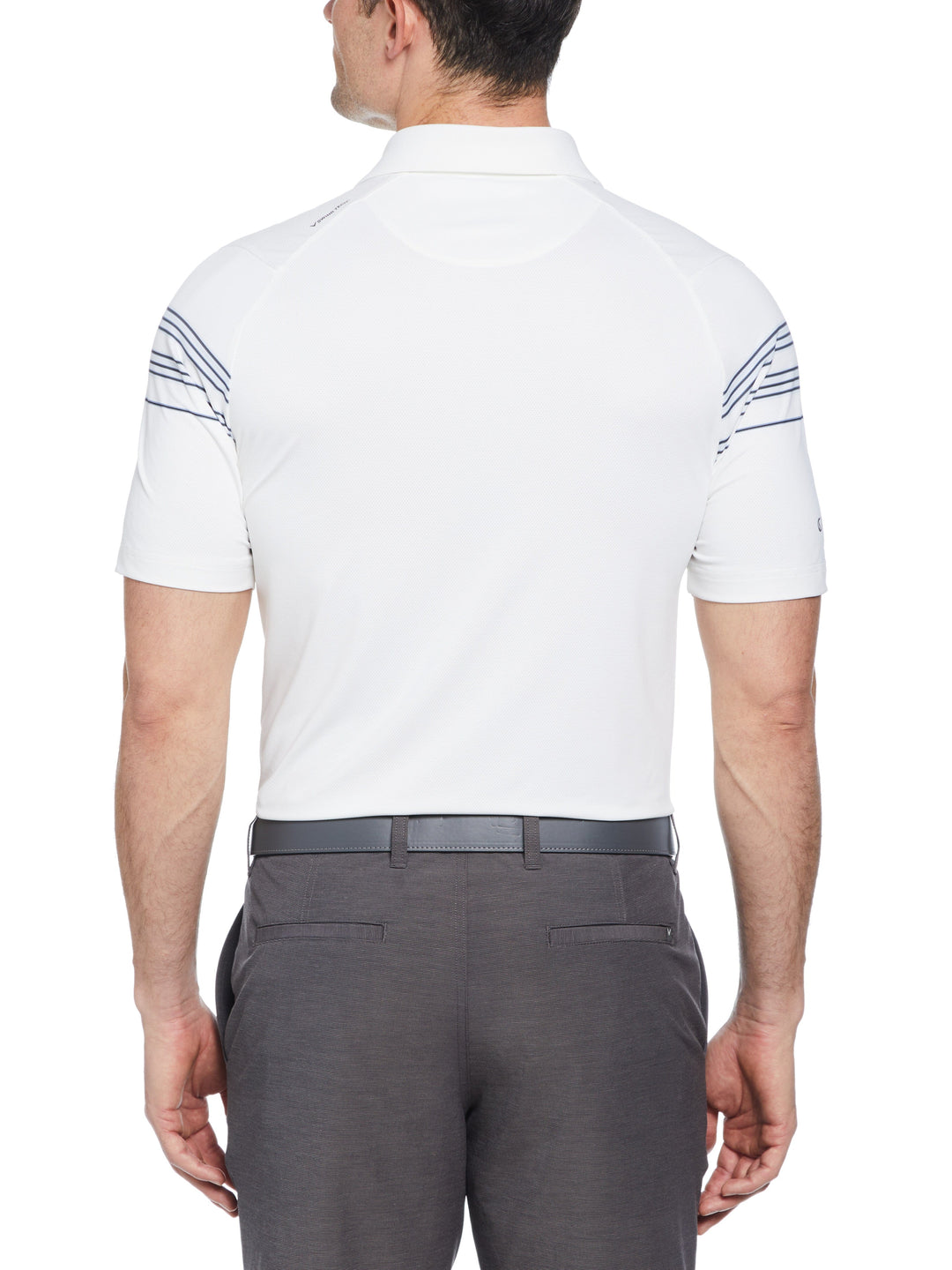 Ventilated Stripe Golf Polo (Bright White) 