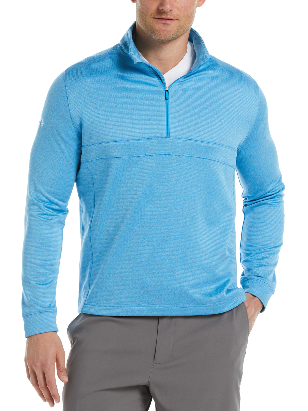 Waffle 1/4 Zip Golf Pullover (Malibu Heather) 